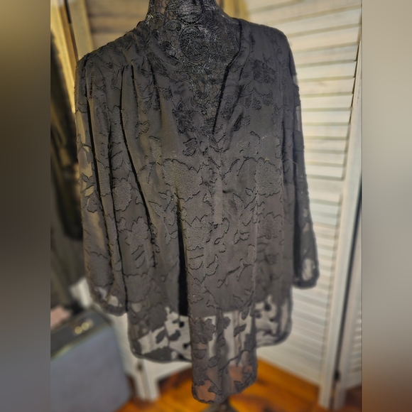 Torrid black lace like over blouse - Picture 1 of 5